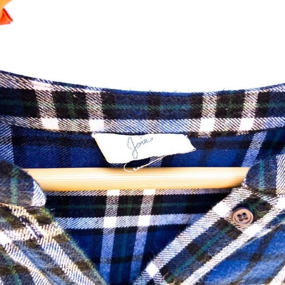 Joie Blue Black Green Plaid Popover Flannel Long Sleeve Button Up Shirt - Picture 3 of 6